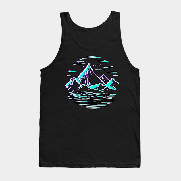 Retro Glitch Vaporwave Hiking Camping Tank Top by SinBle